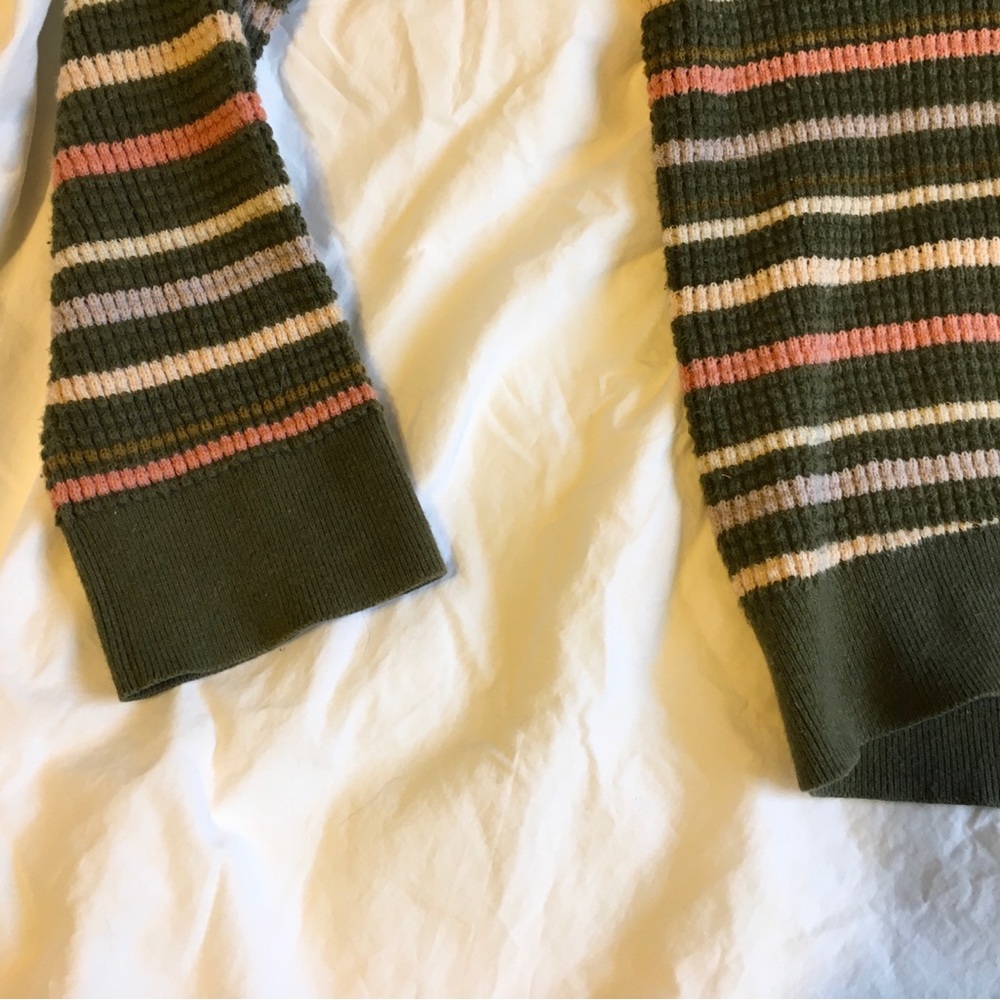 Wallace Lake Waffle sweater organic cotton REI green pink medium - Picture 7 of 14